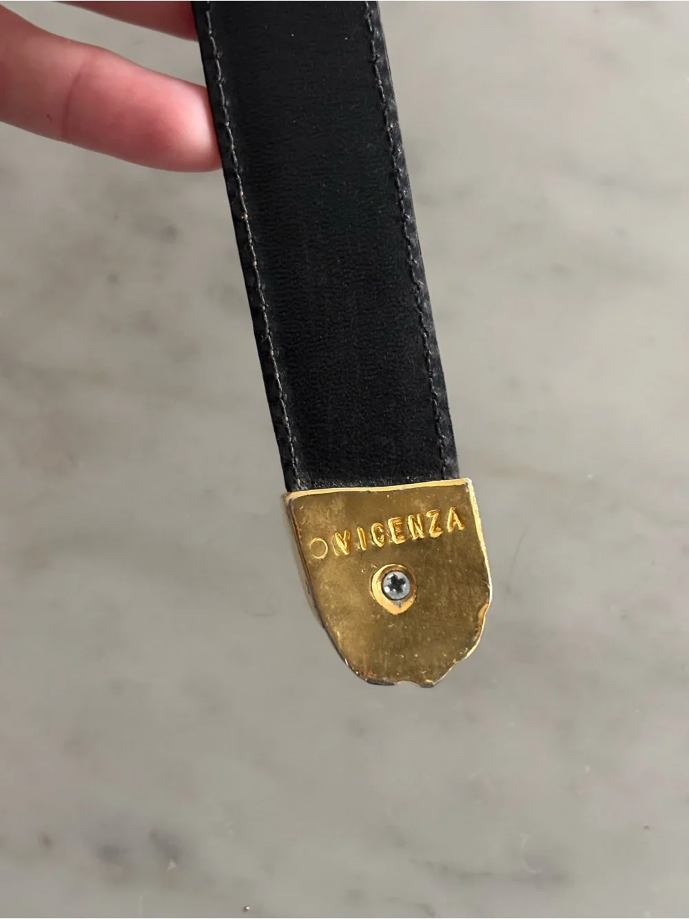 Vintage Vicenza Brown Leather Belt with Gold Hardware